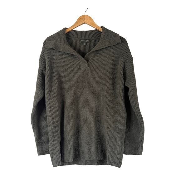 A619903 BAREFOOT DREAMS CozyChic Cord Rib Pullover Olive Branch XS - Picture 1 of 6